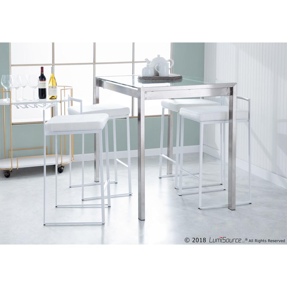 Fuji Contemporary Counter Table in Stainless Steel and Clear Glass. Picture 9