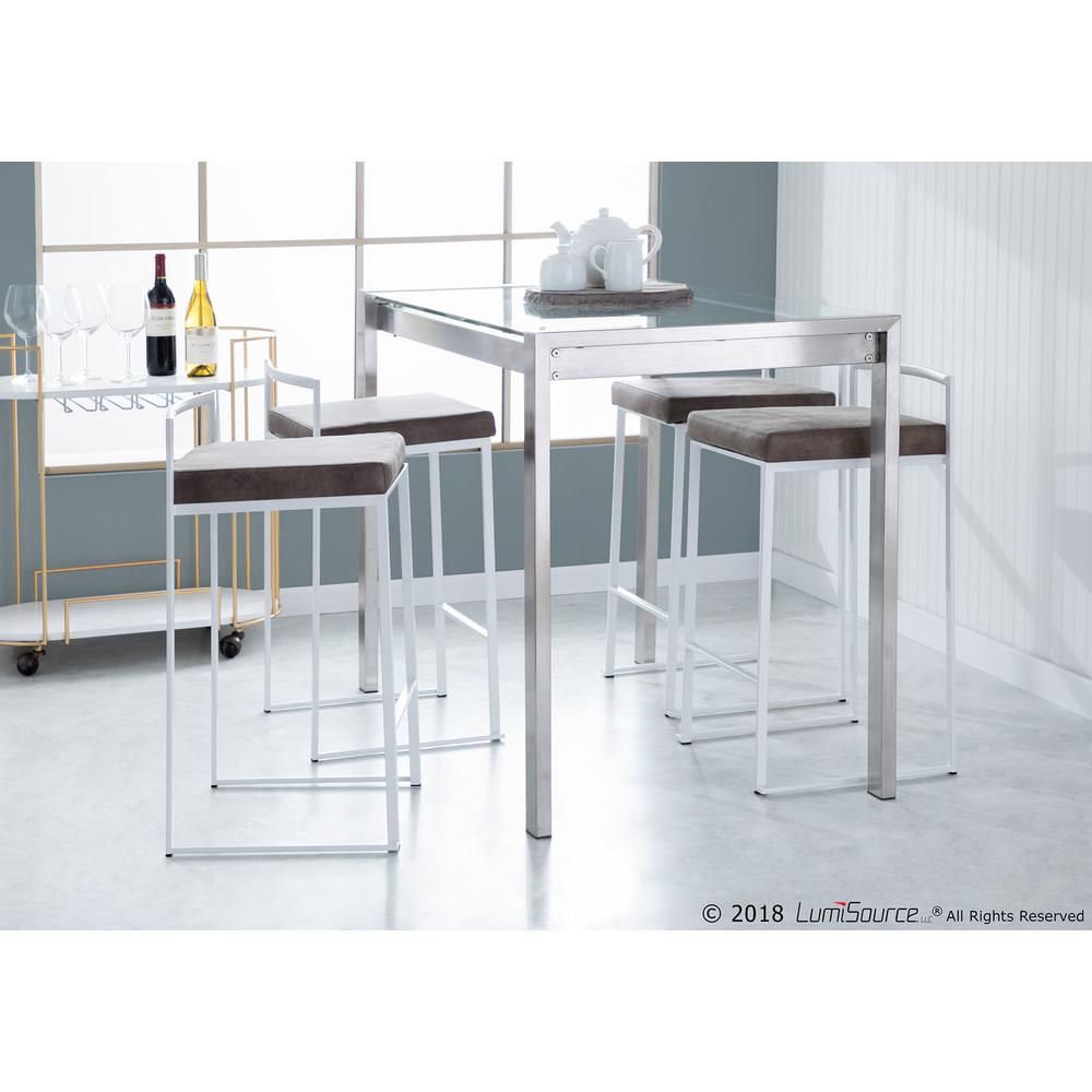 Fuji Contemporary Counter Table in Stainless Steel and Clear Glass. Picture 10