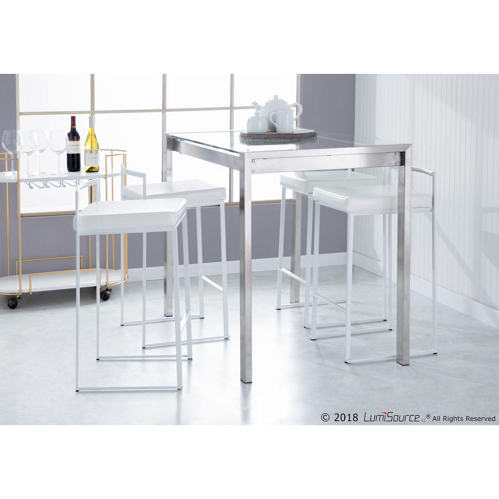 Fuji Contemporary Counter Table in Stainless Steel and Clear Glass. Picture 11