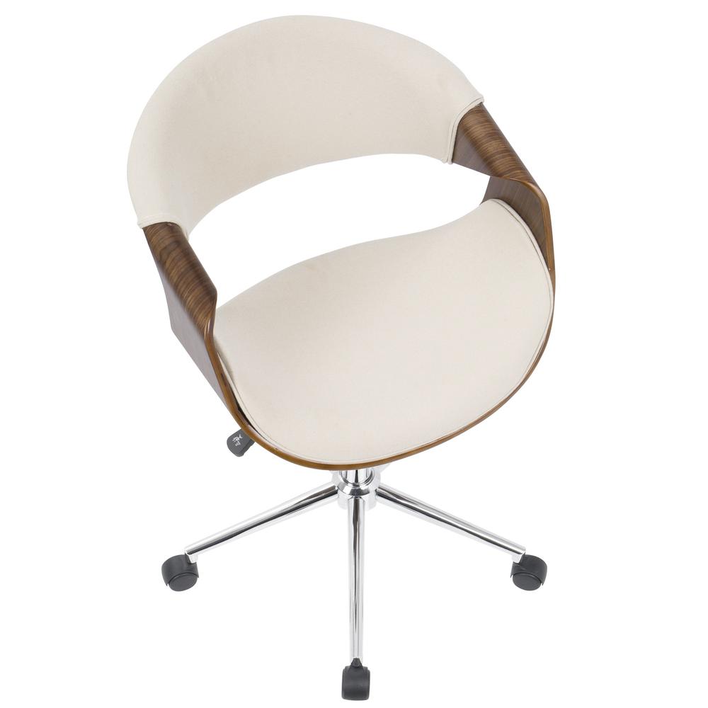 Curvo Mid-Century Modern Office Chair in Walnut and Cream. Picture 7