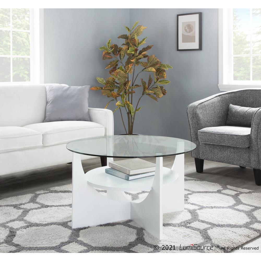 U Shaped Contemporary Coffee Table in White. Picture 2