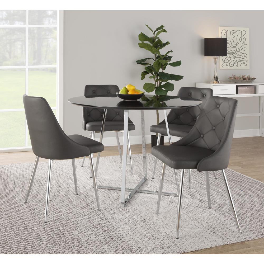 Chrome Metal, Grey PU Marche Chair - Set of 2. Picture 7