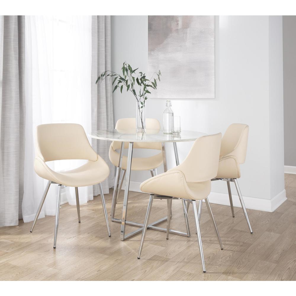 Chrome Metal, Cream PU Fabrico Chair - Set of 2. Picture 7