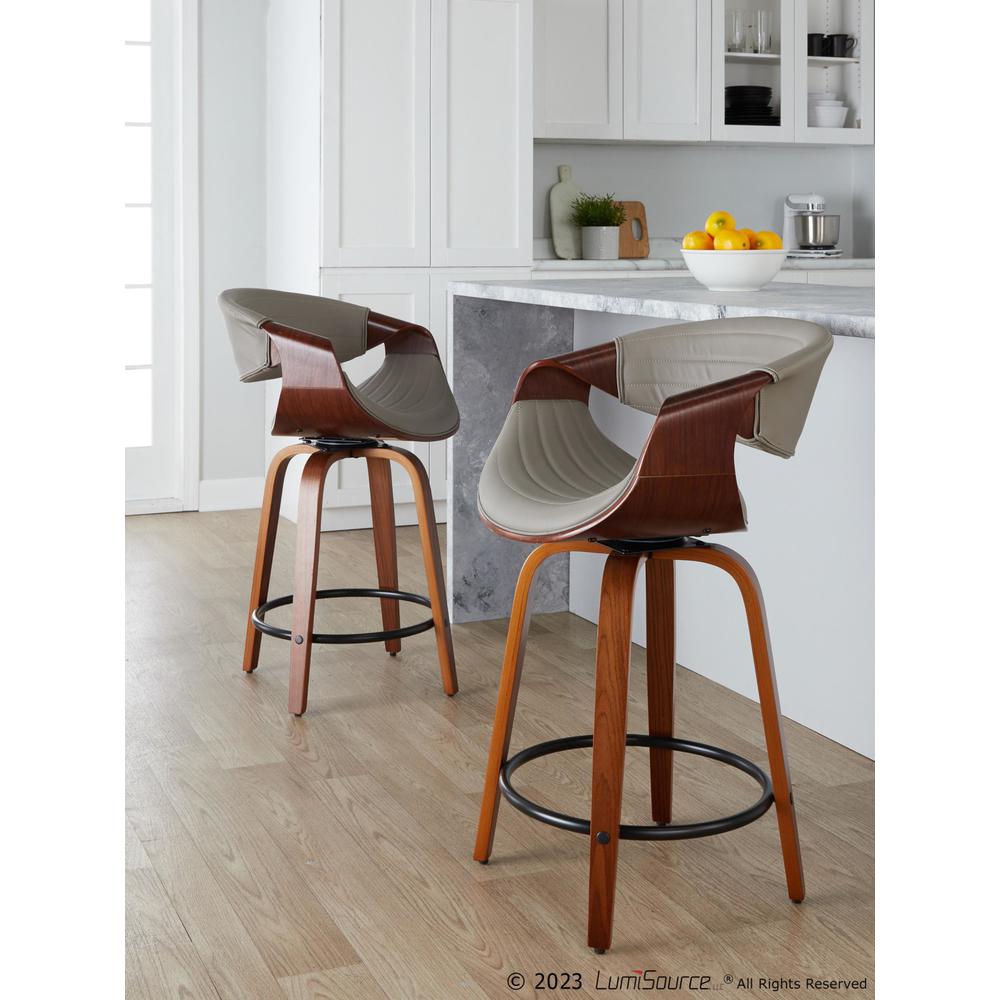 Brown Symphony 24" Fixed-Height Counter Stool - Set of 2. Picture 9