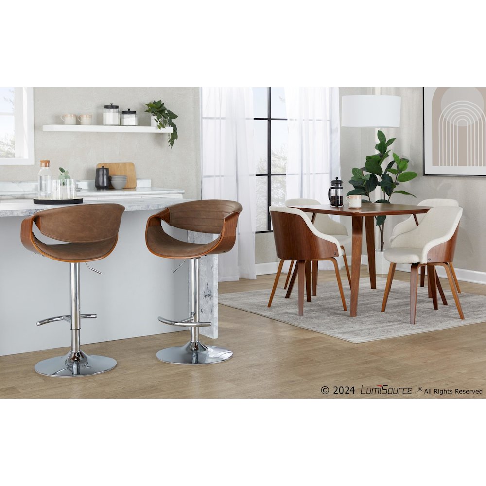 Symphony Adjustable Barstool - Set of 2 in Chrome Metal. Picture 8