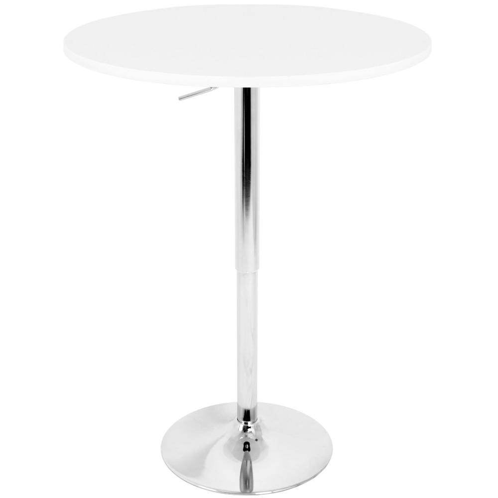 Elia Contemporary Adjustable Bar Table in White. Picture 1