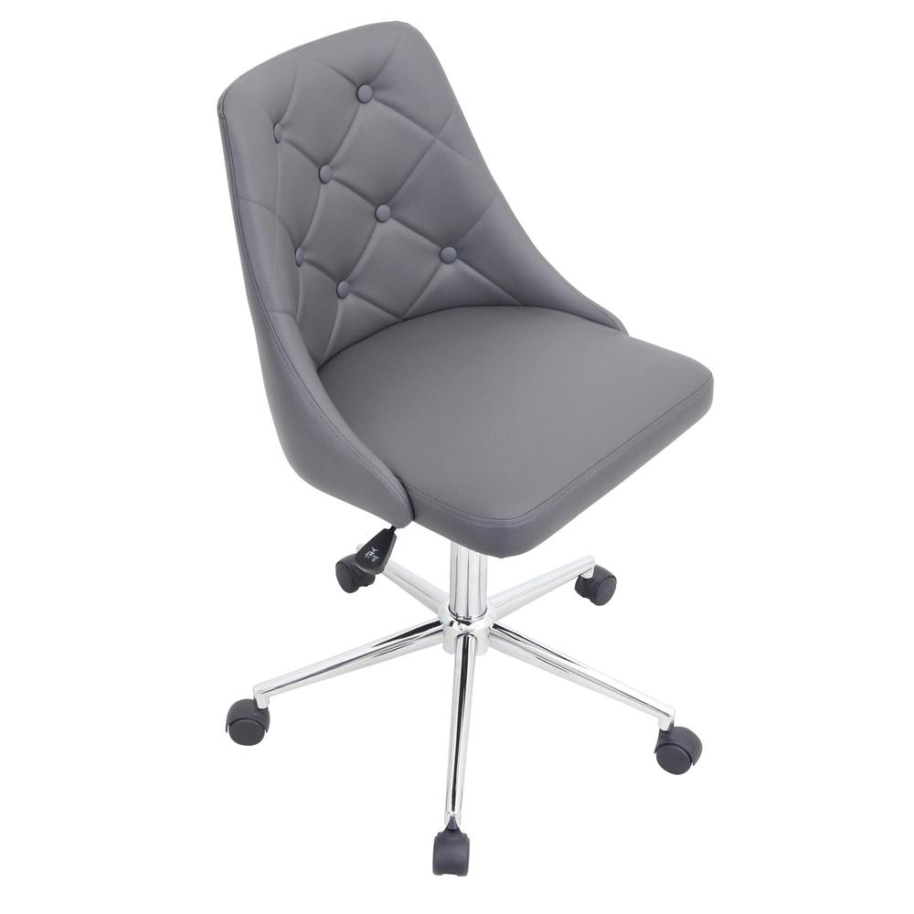 Marche Contemporary Adjustable Office Chair with Swivel in Grey Faux Leather. Picture 6