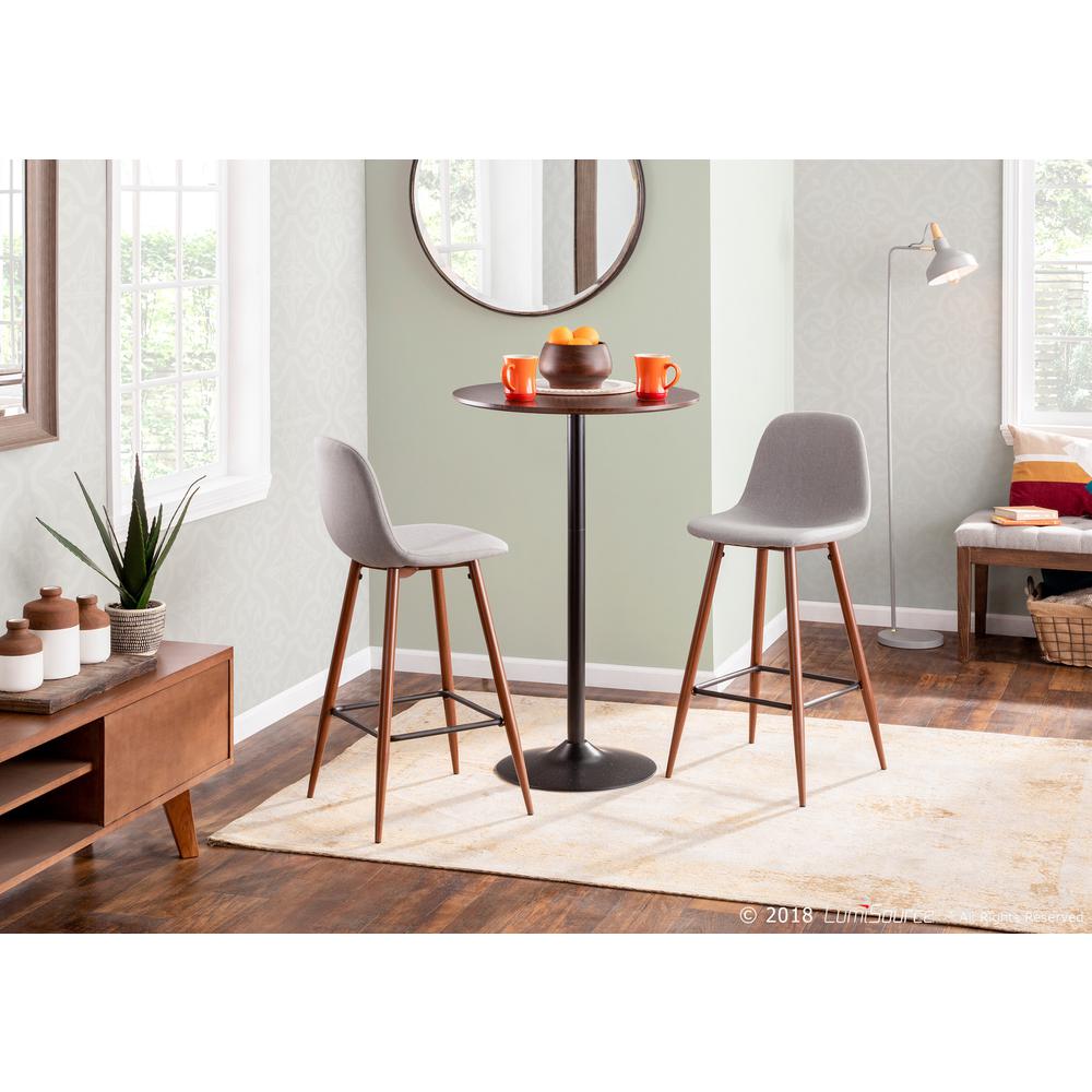 Pebble Mid-Century Modern Table Adjusts From Dining To Bar in Walnut and Black. Picture 8