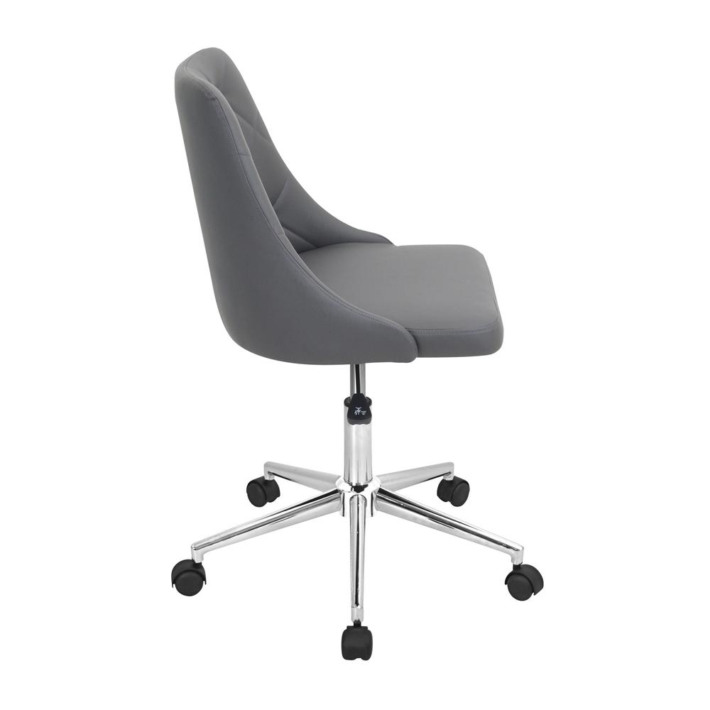 Marche Contemporary Adjustable Office Chair with Swivel in Grey Faux Leather. Picture 2