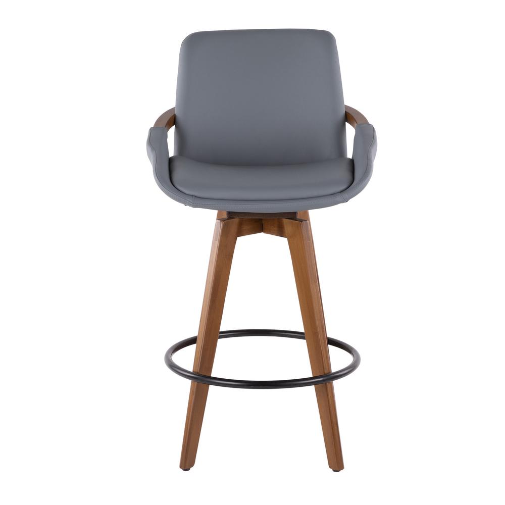 Cosmo Mid-Century Counter Stool in Walnut and Grey Faux Leather. Picture 5