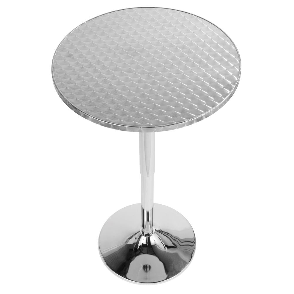 Bistro Contemporary Adjustable Round Bar Table in Silver. Picture 2