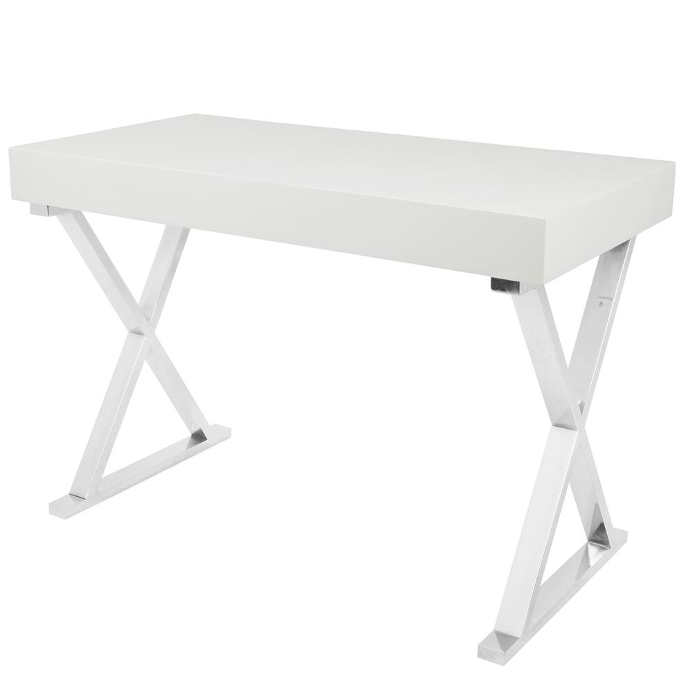 Luster Contemporary Desk in White. Picture 3