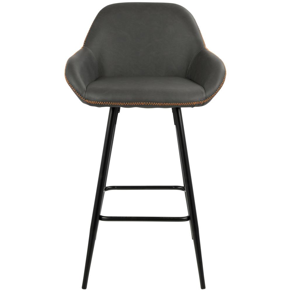 Clubhouse Contemporary 26" Counter Stool with Black Frame and Grey Vintage Faux Leather - Set of 2. Picture 6