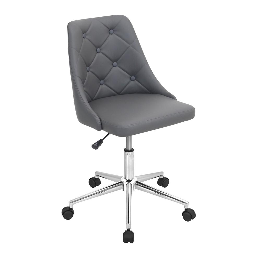 Marche Contemporary Adjustable Office Chair with Swivel in Grey Faux Leather. Picture 1