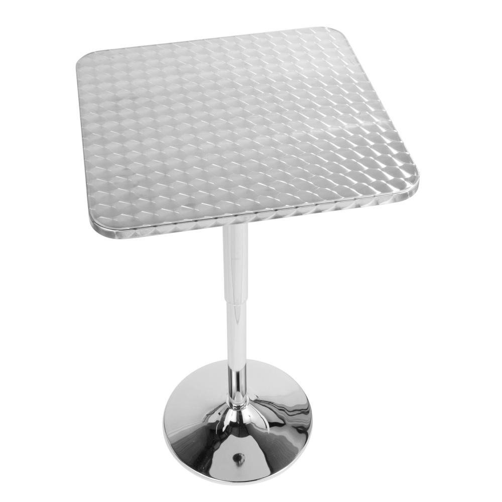 Bistro Contemporary Adjustable Square Bar Table in Silver. Picture 3