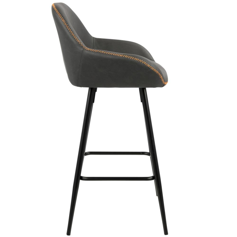 Clubhouse Contemporary 26" Counter Stool with Black Frame and Grey Vintage Faux Leather - Set of 2. Picture 3