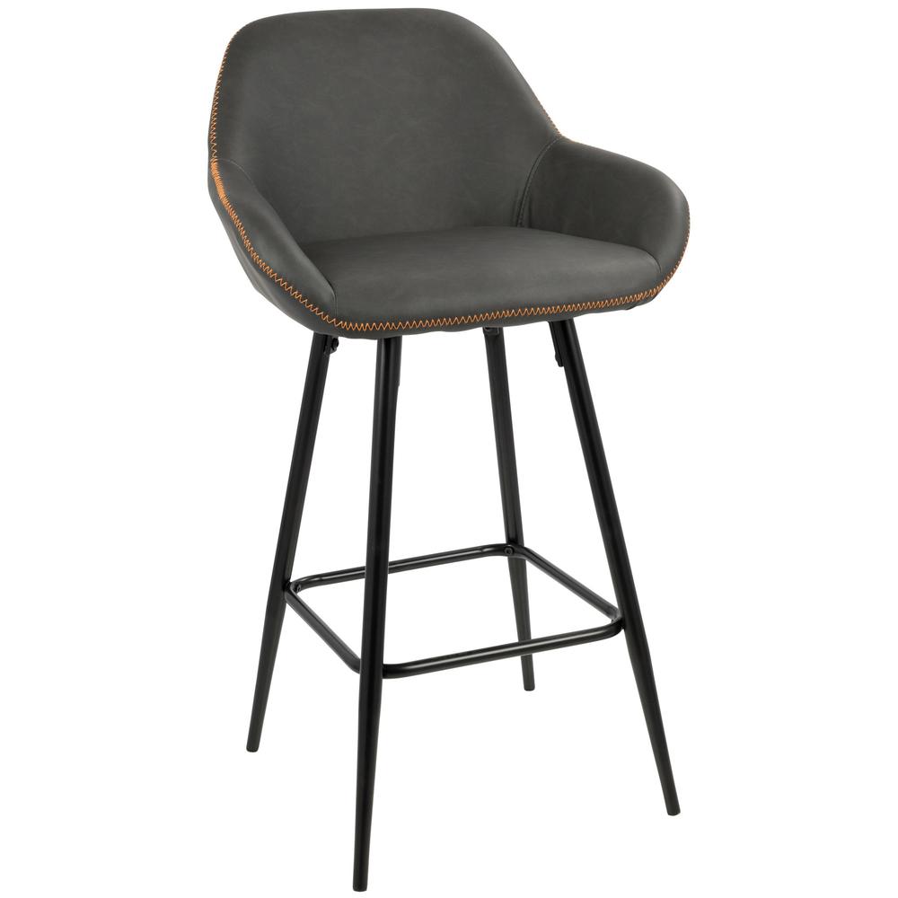 Clubhouse Contemporary 26" Counter Stool with Black Frame and Grey Vintage Faux Leather - Set of 2. Picture 2