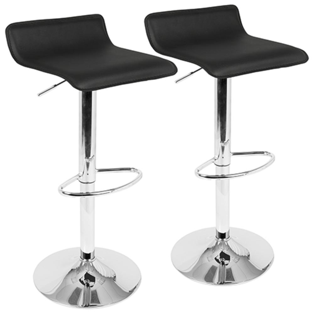Ale Contemporary Adjustable Barstool in Black PU Leather - Set of 2. Picture 1