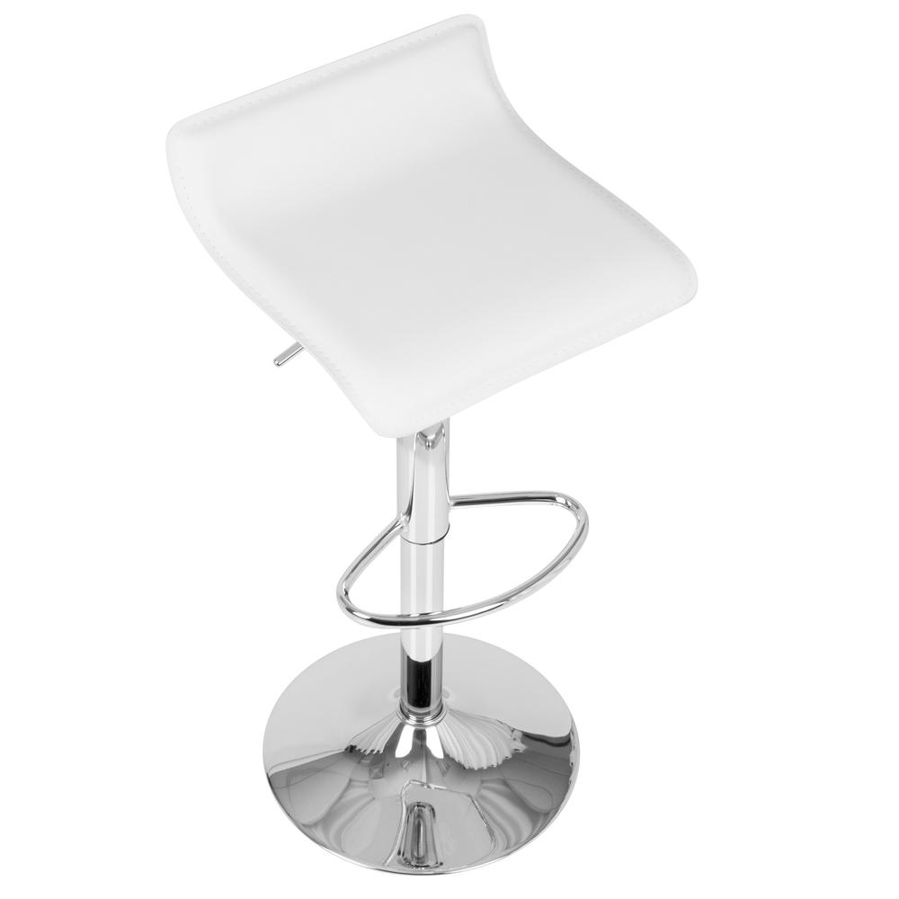 Ale Contemporary Adjustable Barstool in White PU Leather - Set of 2. Picture 7