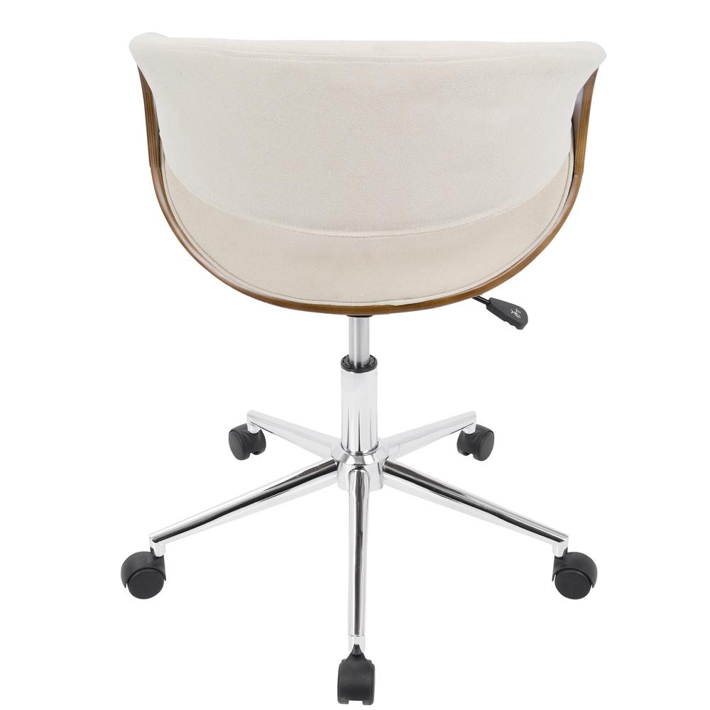 Curvo Mid-Century Modern Office Chair in Walnut and Cream. Picture 5