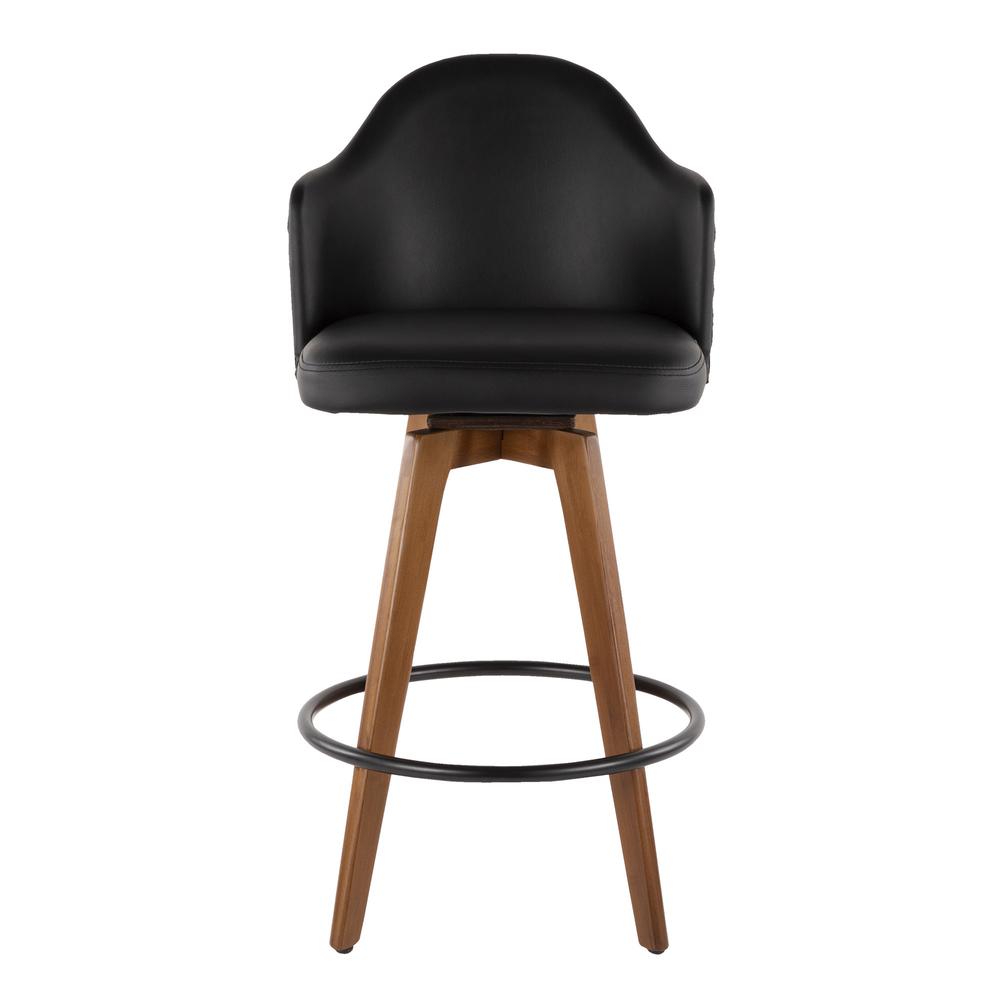 Ahoy Mid-Century Counter Stool in Walnut and Black Faux Leather. Picture 5