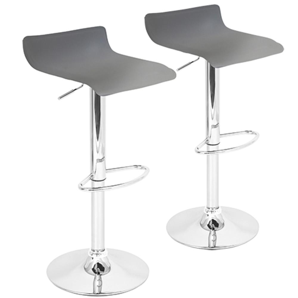 Ale Contemporary Adjustable Barstool in Grey PU Leather - Set of 2. Picture 1