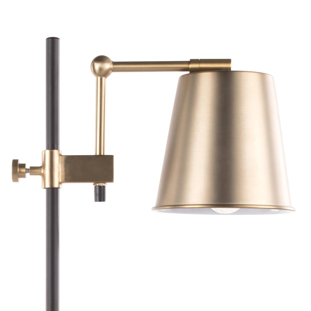 Metric Industrial Table Lamp in White Marble and Antique Brass. Picture 8