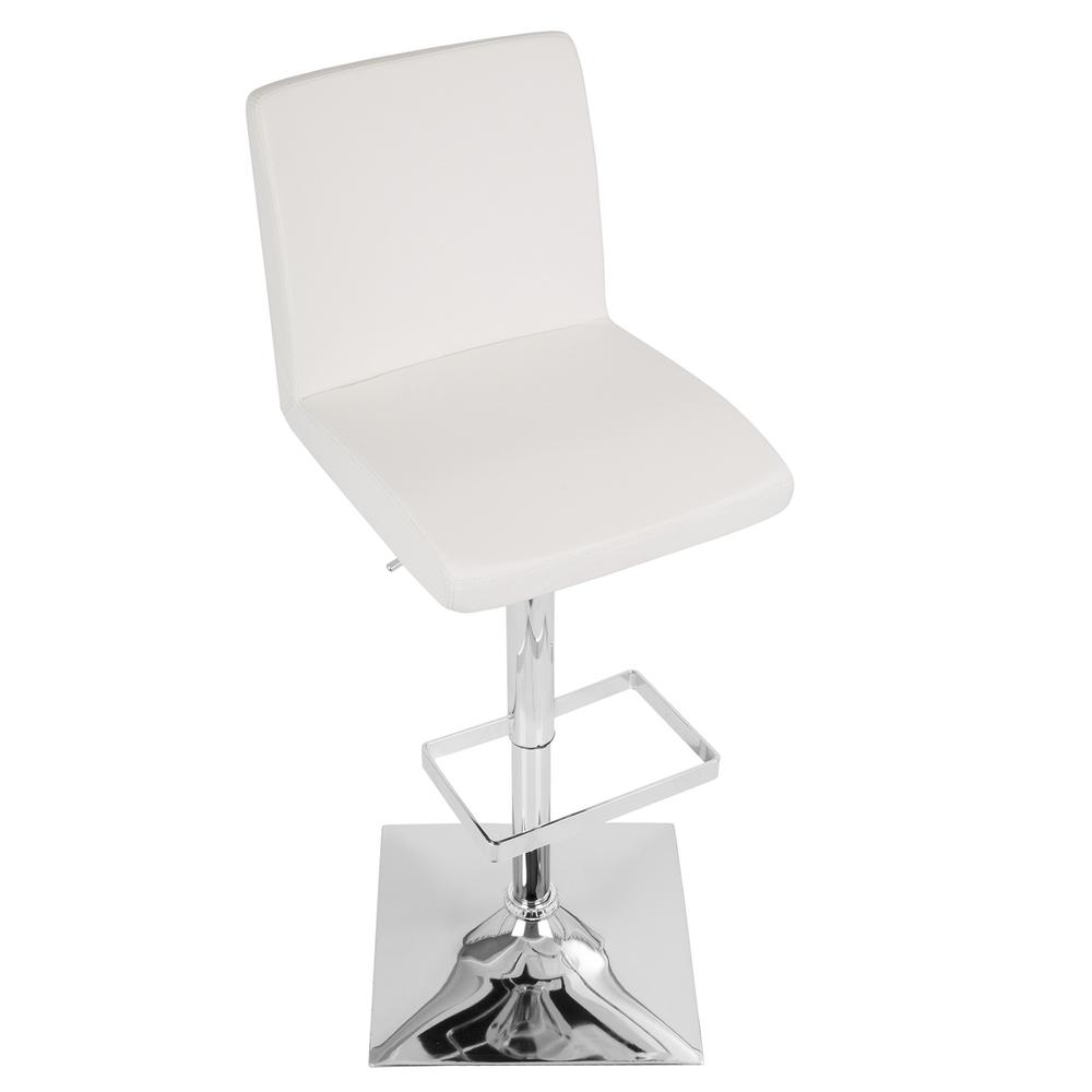Captain Contemporary Adjustable Barstool with Swivel in White Faux Leather. Picture 6