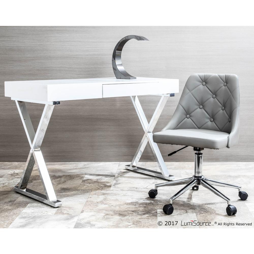 Luster Contemporary Desk in White. Picture 9
