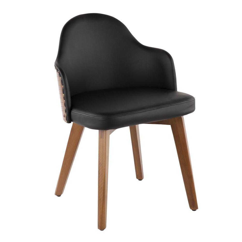 Ahoy Mid-Century Chair in Walnut and Black Faux Leather. Picture 1