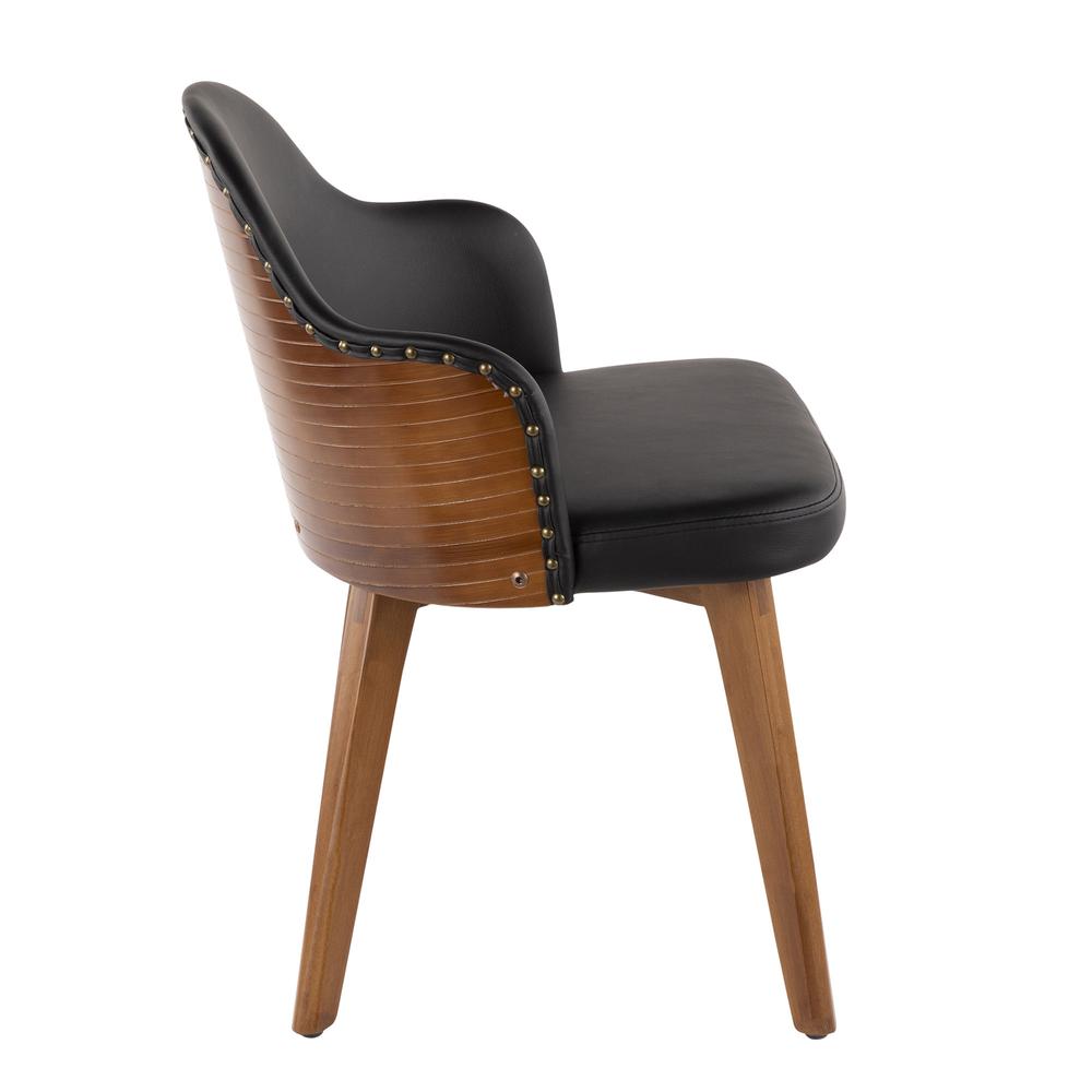 Ahoy Mid-Century Chair in Walnut and Black Faux Leather. Picture 2