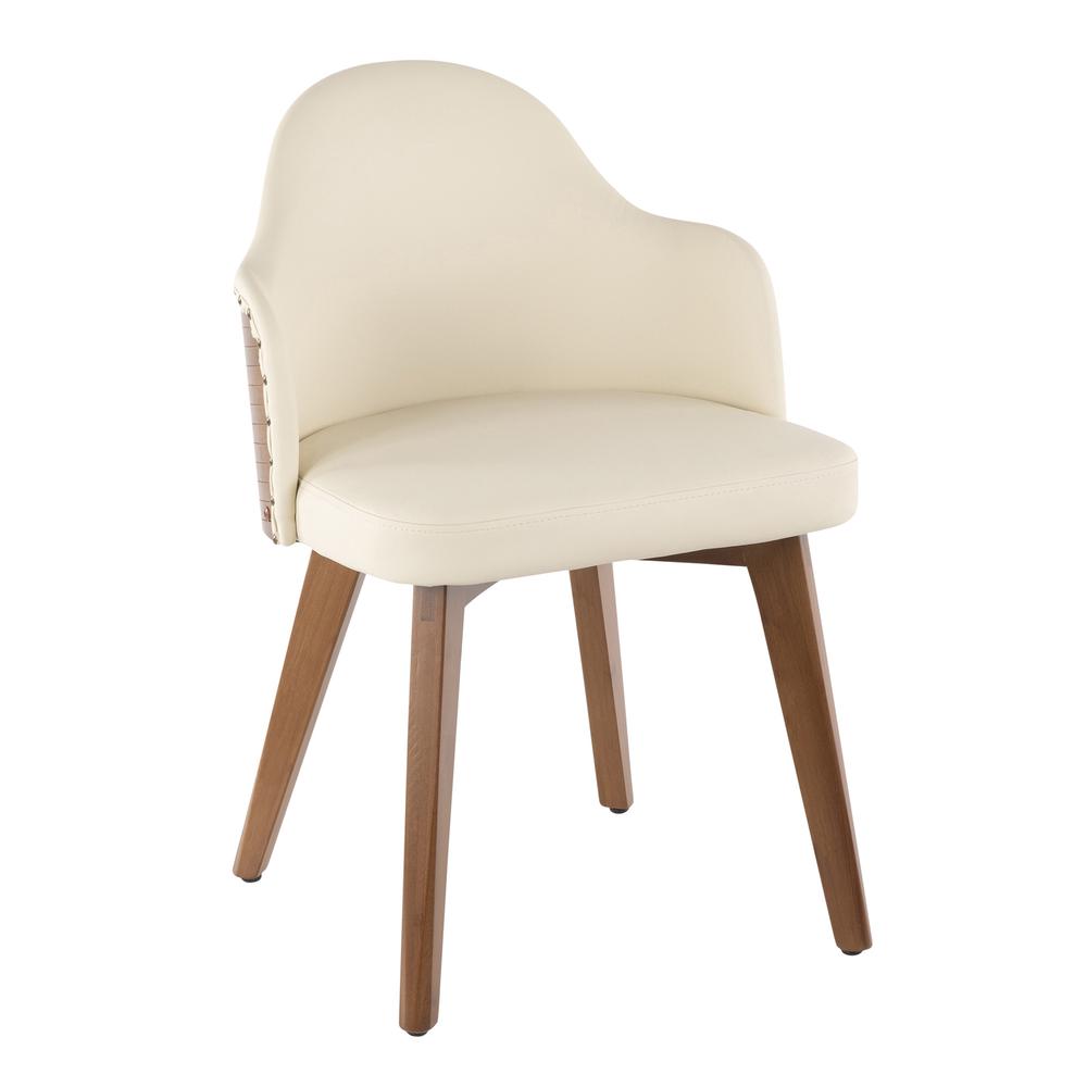 Ahoy Mid-Century Chair in Walnut and Cream Faux Leather. Picture 1