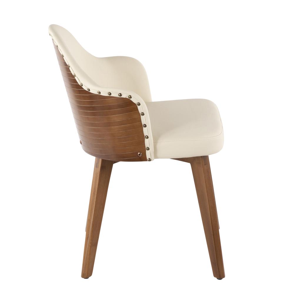 Ahoy Mid-Century Chair in Walnut and Cream Faux Leather. Picture 2