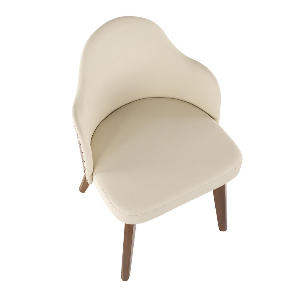 Ahoy Mid-Century Chair in Walnut and Cream Faux Leather. Picture 6