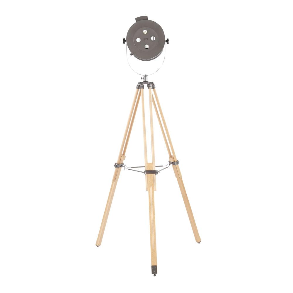 Ahoy Industrial Floor Lamp in Natural Wood and Antique Metal. Picture 5