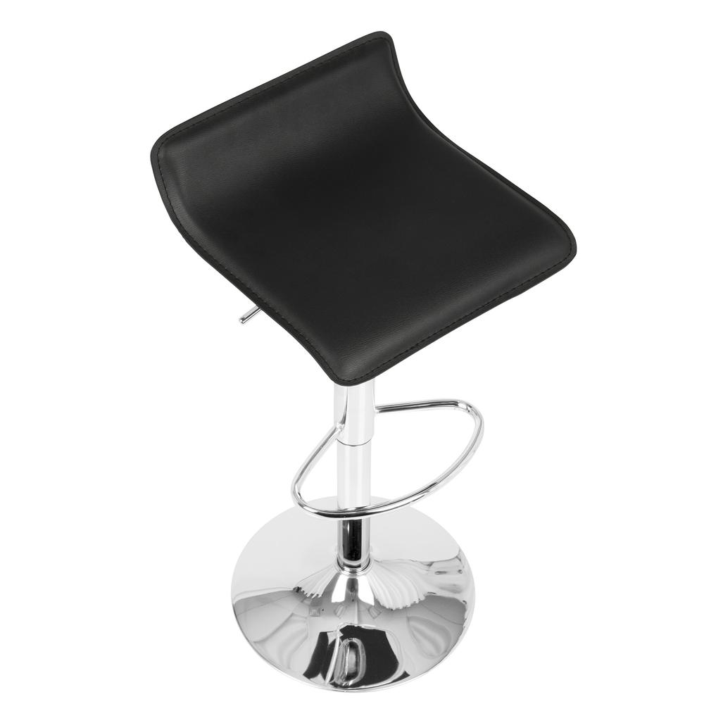 Ale Contemporary Adjustable Barstool in Black PU Leather - Set of 2. Picture 7