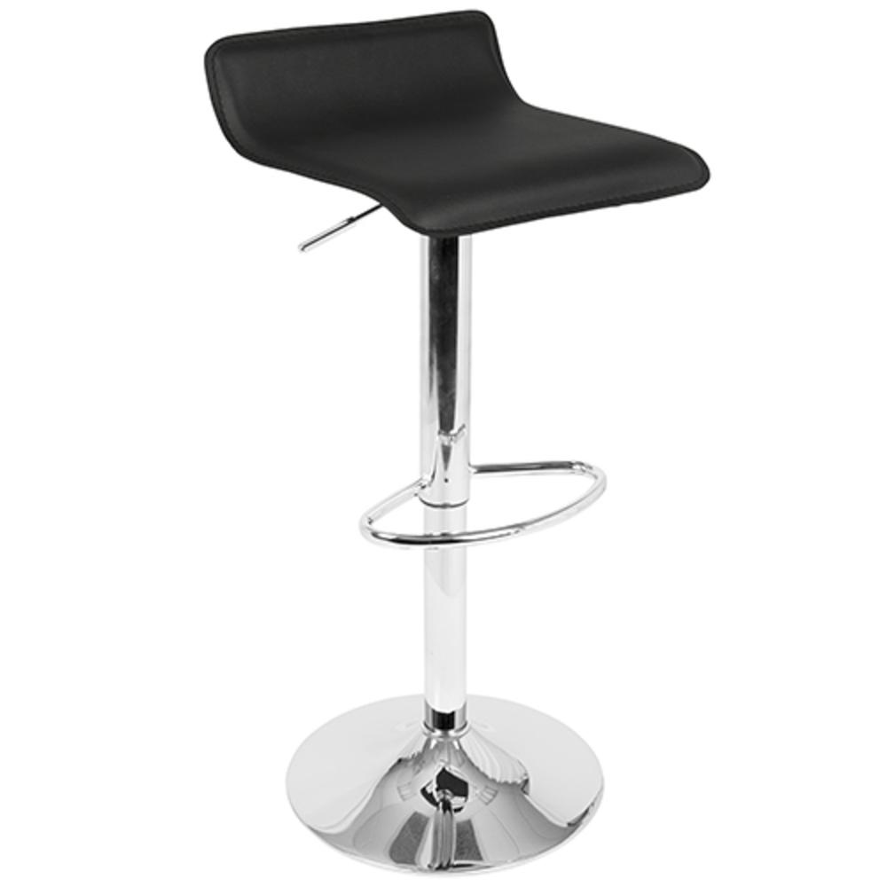 Ale Contemporary Adjustable Barstool in Black PU Leather - Set of 2. Picture 2