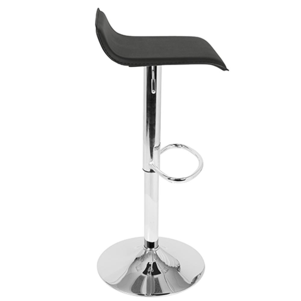 Ale Contemporary Adjustable Barstool in Black PU Leather - Set of 2. Picture 3