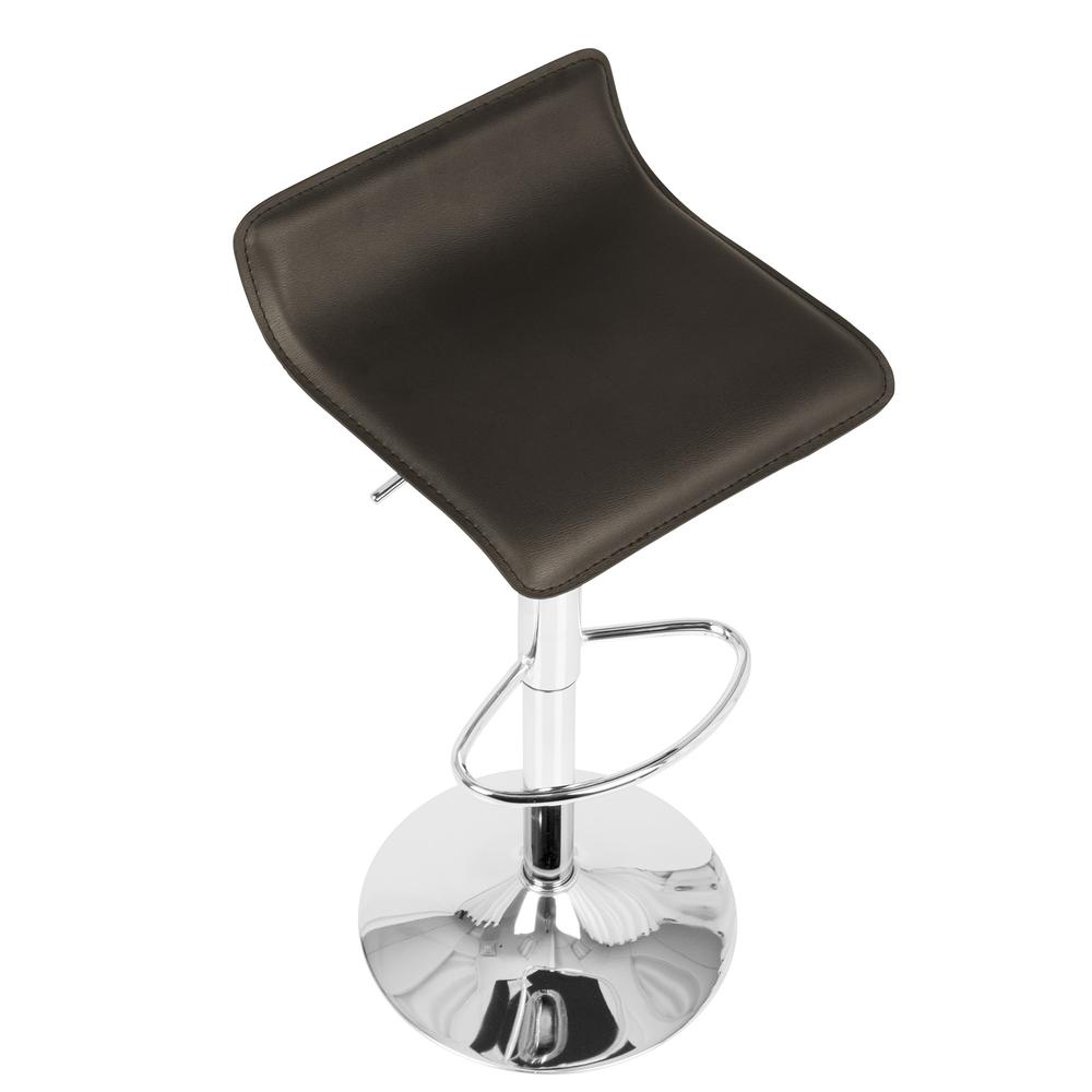 Ale Contemporary Adjustable Barstool in Brown PU Leather - Set of 2. Picture 3
