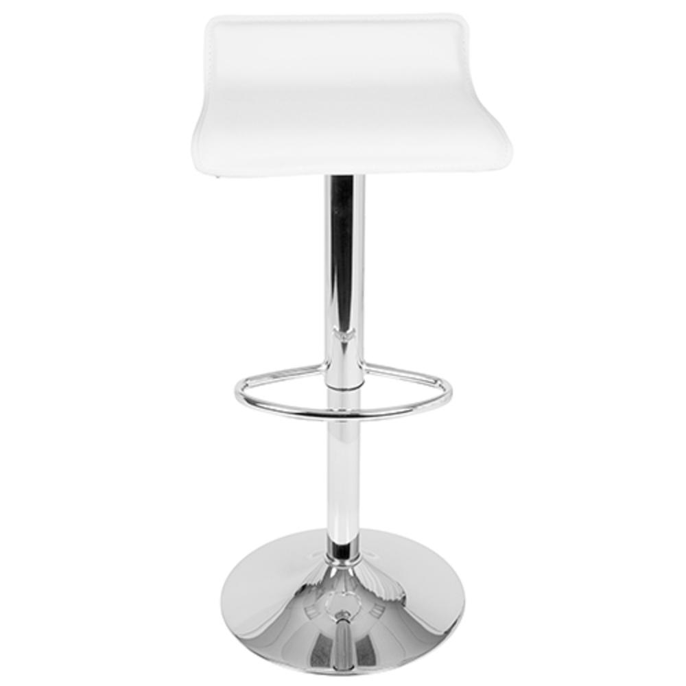Ale Contemporary Adjustable Barstool in White PU Leather - Set of 2. Picture 3