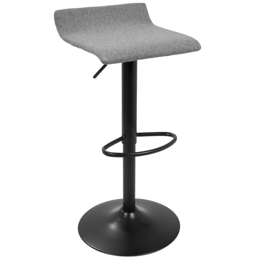 Ale XL Contemporary Adjustable Barstool in Black with Polyester Fabric - Set of 2. Picture 6