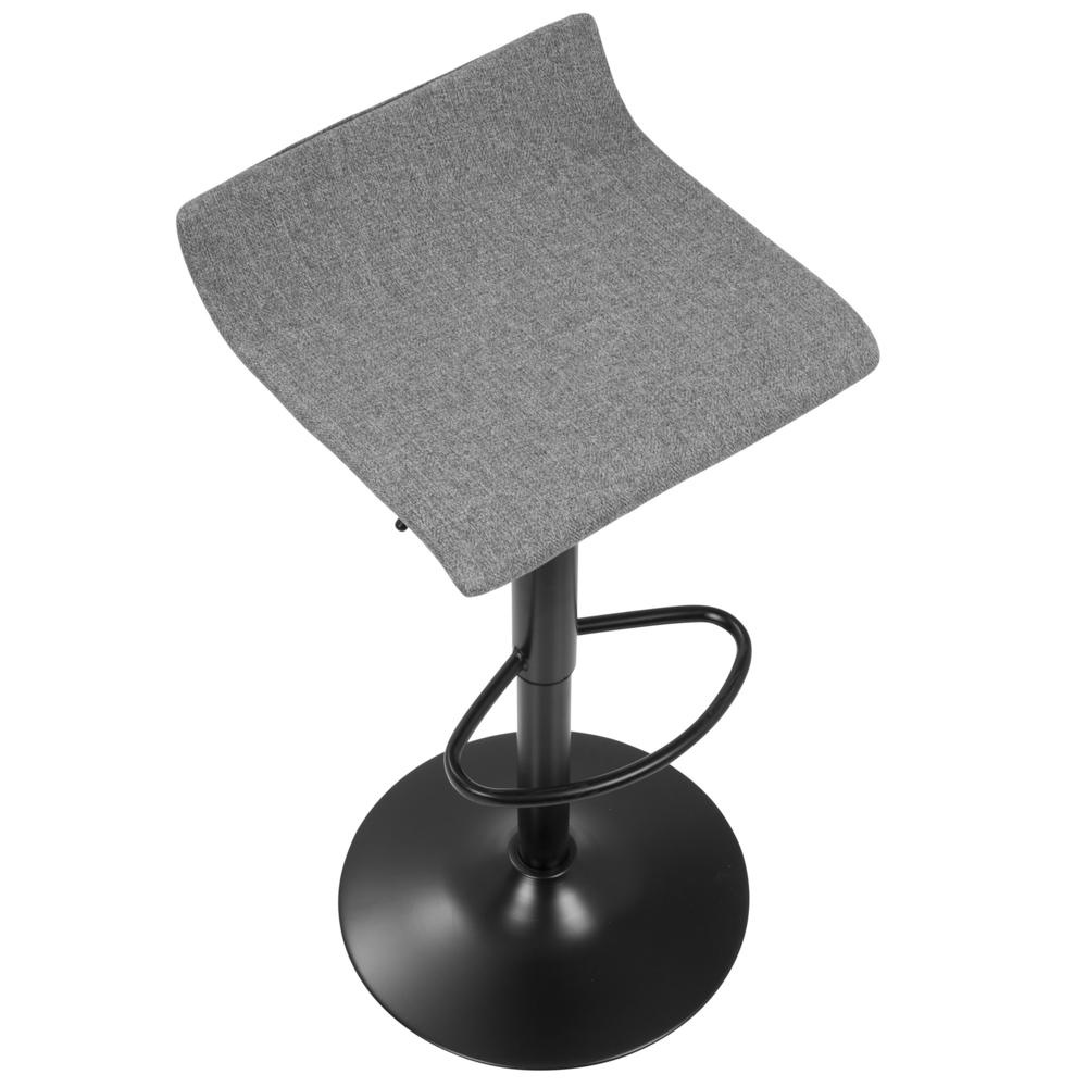 Ale XL Contemporary Adjustable Barstool in Black with Polyester Fabric - Set of 2. Picture 2
