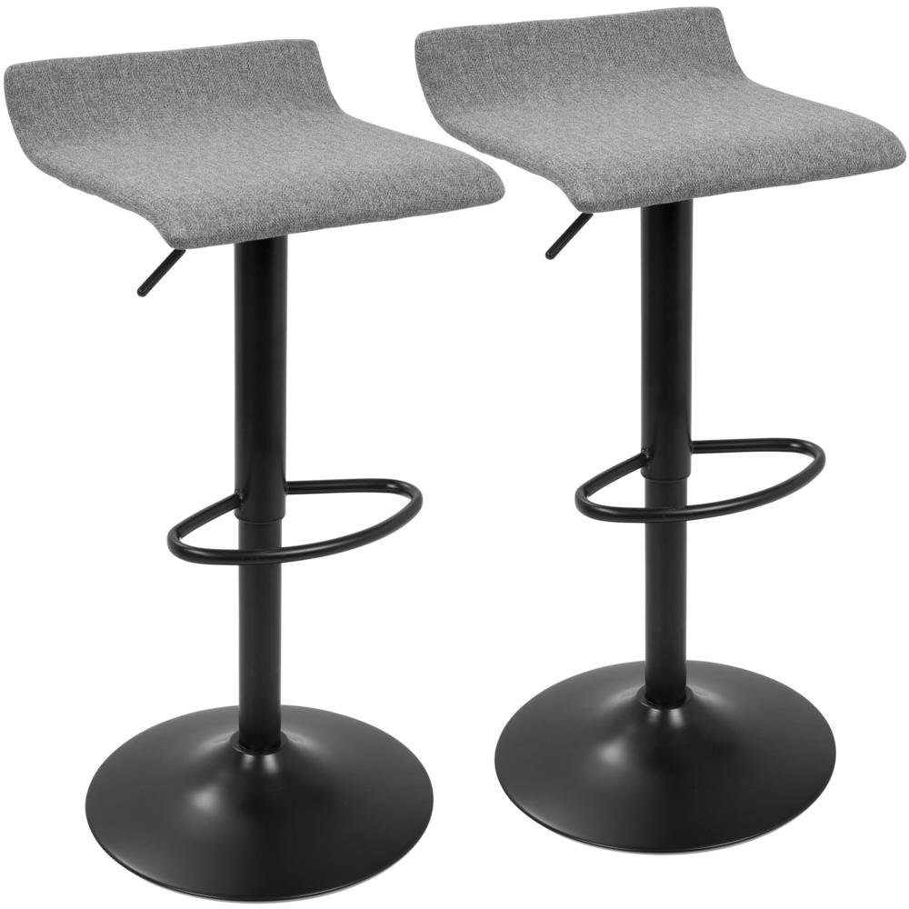Ale XL Contemporary Adjustable Barstool in Black with Polyester Fabric - Set of 2. Picture 1