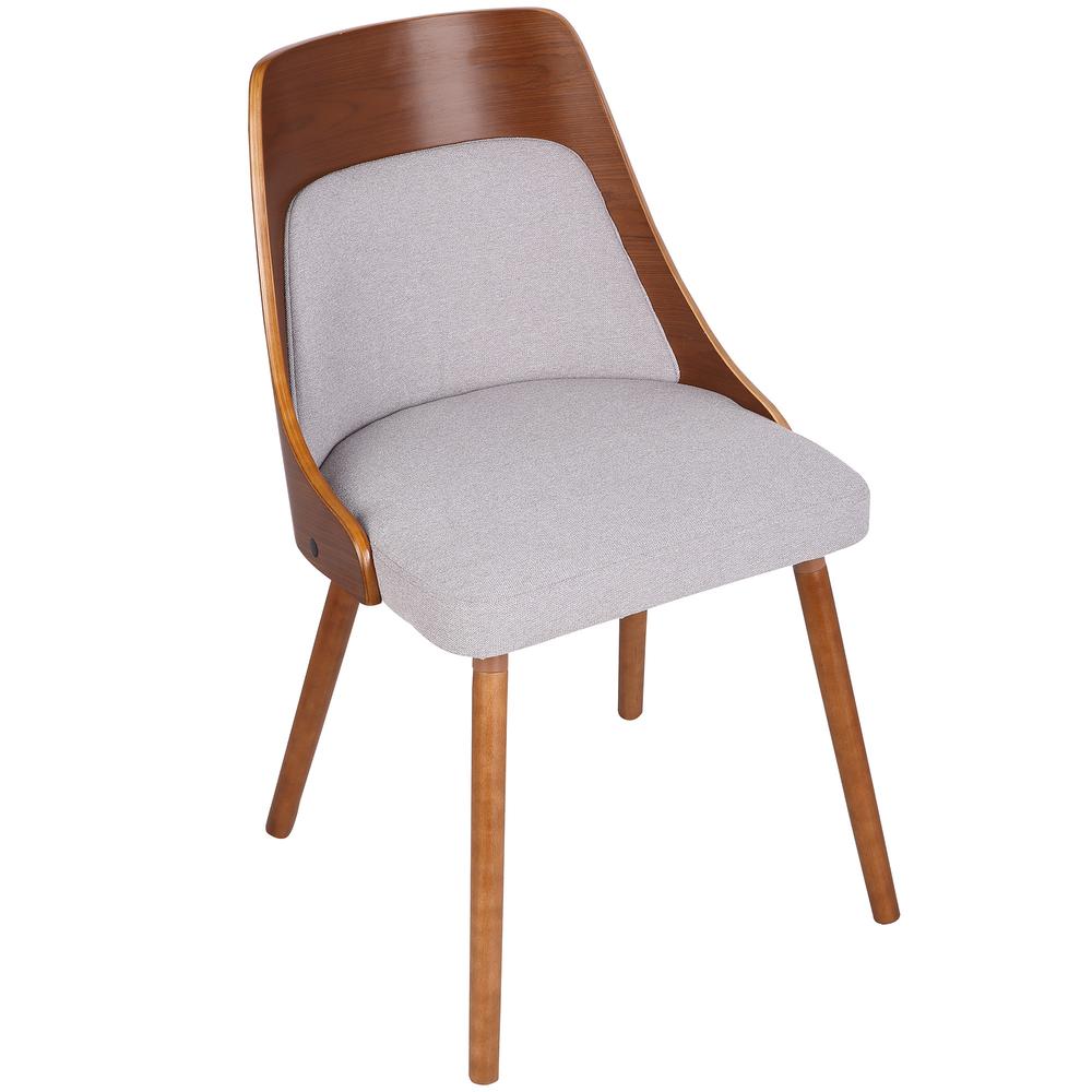 Anabelle Mid-Century Modern Dining/Accent Chair in Walnut and Grey Fabric. Picture 7