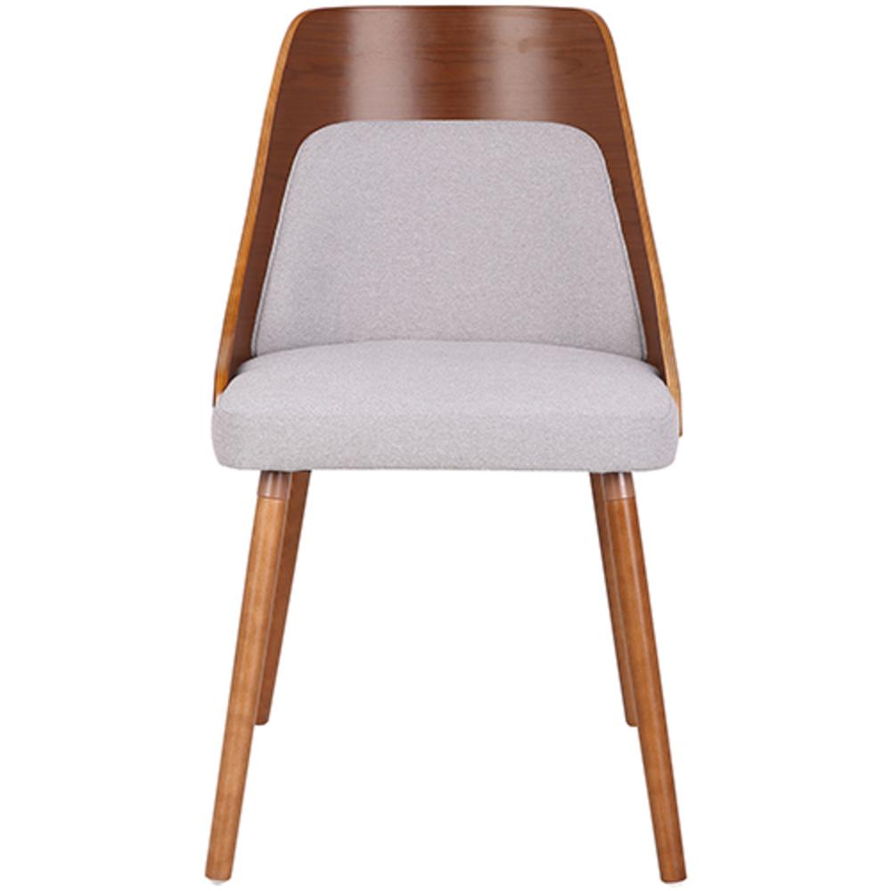 Anabelle Mid-Century Modern Dining/Accent Chair in Walnut and Grey Fabric. Picture 6