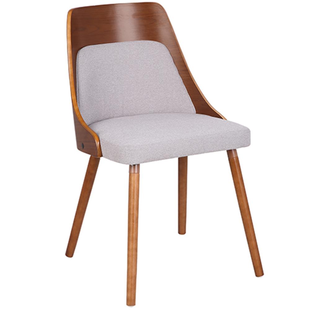 Anabelle Mid-Century Modern Dining/Accent Chair in Walnut and Grey Fabric. Picture 2
