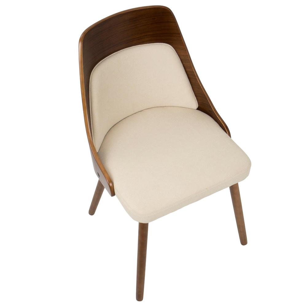 Anabelle Mid-Century Modern Dining/Accent Chair in Walnut and Cream Fabric. Picture 7
