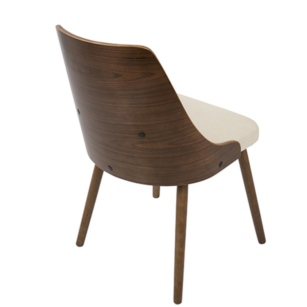 Anabelle Mid-Century Modern Dining/Accent Chair in Walnut and Cream Fabric. Picture 4