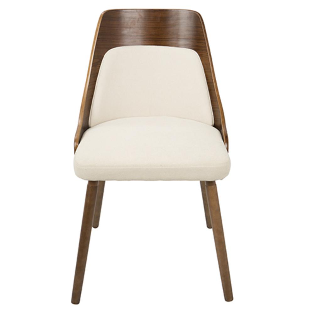 Anabelle Mid-Century Modern Dining/Accent Chair in Walnut and Cream Fabric. Picture 6