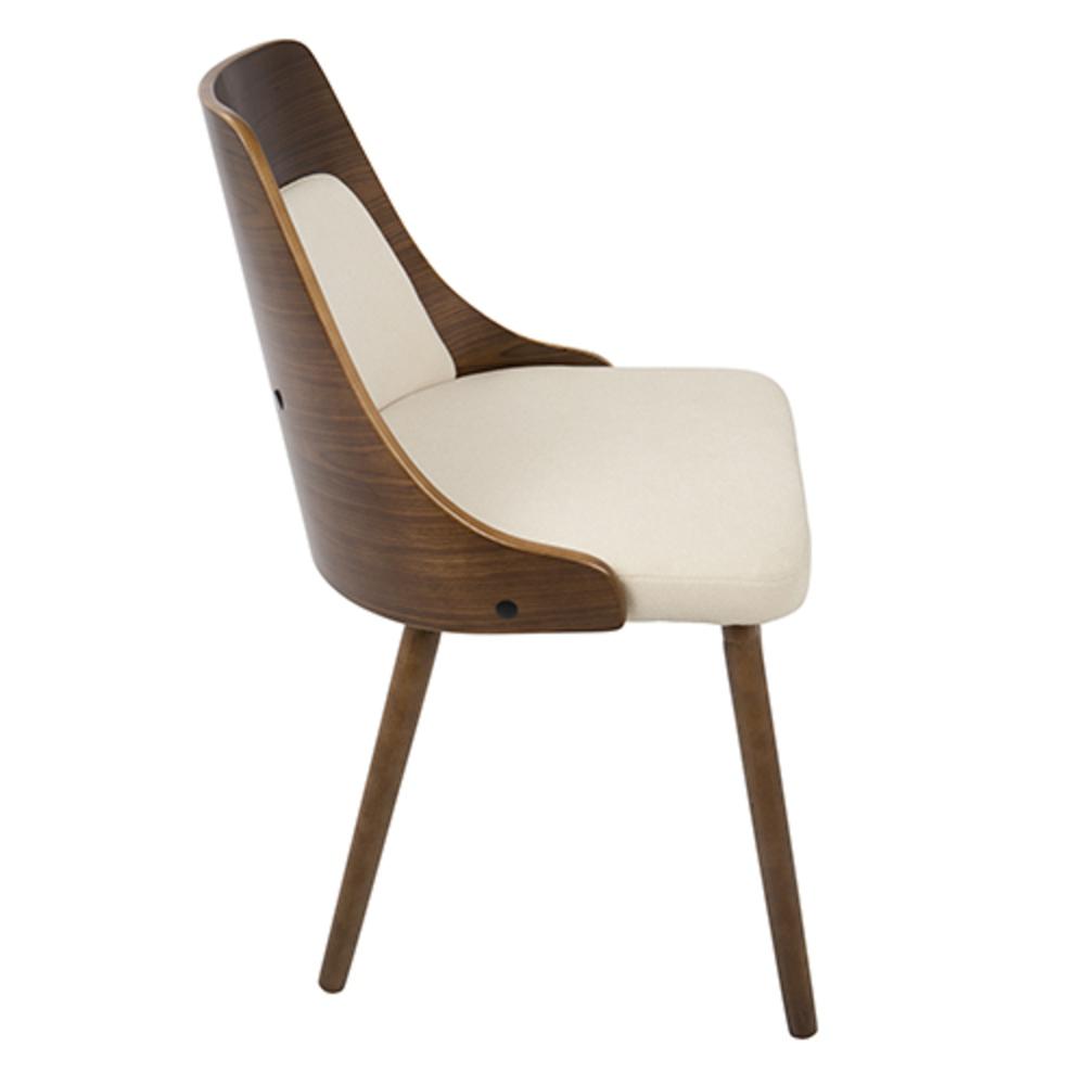 Anabelle Mid-Century Modern Dining/Accent Chair in Walnut and Cream Fabric. Picture 3